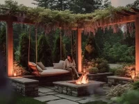 Beautiful outdoor patio designs featuring backyard patios and fireplaces.