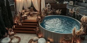 Rustic house designs with a beach interior and homemade pools.