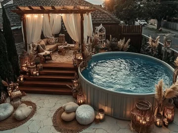 Rustic house designs with a beach interior and homemade pools.