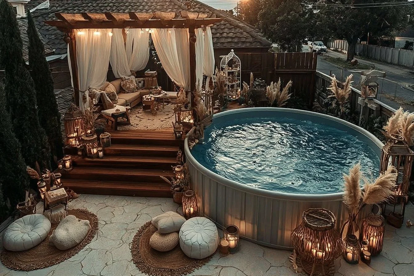 Rustic house designs with a beach interior and homemade pools.