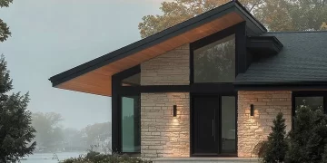 Modern ranch exterior showcasing sleek design and panoramic views.