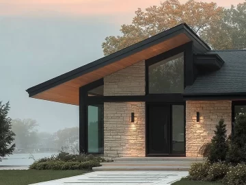 Modern ranch exterior showcasing sleek design and panoramic views.