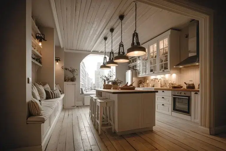 Rustic kitchen living room designs for small spaces featuring charm and elegance