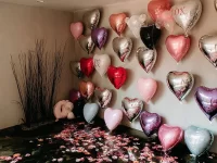 Valentine's Day balloon backdrop with heart balloons for festive decor