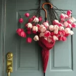 Colorful whimsical spring wreaths adorned with flowers for your front door