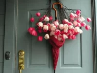 Colorful whimsical spring wreaths adorned with flowers for your front door