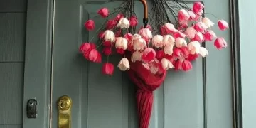 Colorful whimsical spring wreaths adorned with flowers for your front door